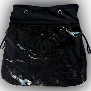 Chanel Spirit Drawstring Tote Patent Vinyl